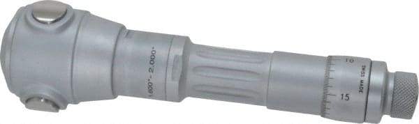 TESA Brown & Sharpe - 1.6 to 2", 3" Gage Depth, Mechanical Inside Hole Micrometer - 0.0002" Graduation, Ratchet Stop Thimble - Makers Industrial Supply