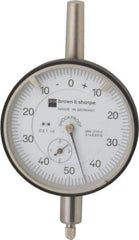 TESA Brown & Sharpe - 0.35" Range, 0-50-0 Dial Reading, 0.001" Graduation Dial Drop Indicator - 2-1/4" Dial, 0.1" Range per Revolution, Revolution Counter - Makers Industrial Supply