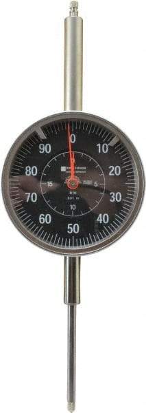 TESA Brown & Sharpe - 2" Range, 0-100 Dial Reading, 0.001" Graduation Dial Drop Indicator - 3" Dial, 0.1" Range per Revolution, Revolution Counter - Makers Industrial Supply