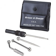 TESA Brown & Sharpe - Single End, Center Finder Set Mechanical - 0.25 Inch Head Diameter, Ball, Conical, Disc Head Type, Includes 4 Attachments, Case, Holder, 4 Pieces - Makers Industrial Supply