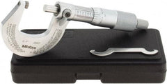 Mitutoyo - 0 to 1" Range, 0.0001" Graduation, Mechanical Outside Micrometer - Ratchet Stop Thimble, Accurate to 0.0001" - Makers Industrial Supply