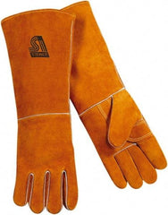 Steiner - Size L Cotton/Foam Lined Cowhide Welding Glove - 18" OAL, Gauntlet Cuff, Thumb Strap, For General Welding - Makers Industrial Supply