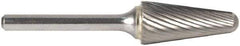 M.A. Ford - 3/8" Cut Diam, 1/4" Shank Diam, Taper Head Double Cut Burr - Carbide, Radius End, 1-1/8" LOC, 7-3/16" OAL - Makers Industrial Supply