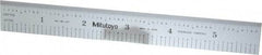 Mitutoyo - 6" Long, 1/100, 1/10" and 0.5, 1mm Graduation, Rigid Stainless Steel Rule - Decimal/Metric Graduation Style, 3/4" Wide, Silver, Satin Chrome Finish - Makers Industrial Supply