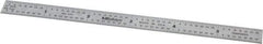 Mitutoyo - 6" Long, 1/64, 1/32" and 0.5, 1mm Graduation, Flexible Stainless Steel Rule - English/Metric Graduation Style, 1/2" Wide, Silver, Satin Chrome Finish - Makers Industrial Supply