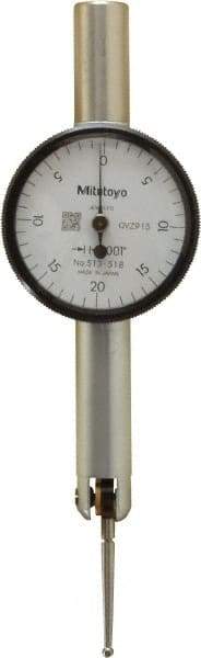 Mitutoyo - 0.04 Inch Range, 0.001 Inch Dial Graduation, Horizontal Dial Test Indicator - 1.27 Inch White Dial, 0-20-0 Dial Reading, Accurate to 0.001 Inch - Makers Industrial Supply