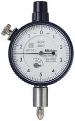 Mitutoyo - 0.025" Range, 0-5-0 Dial Reading, 0.0001" Graduation Dial Drop Indicator - 1-5/8" Dial, 0.01" Range per Revolution, 0.0001" Accuracy, Revolution Counter - Makers Industrial Supply