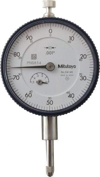 Mitutoyo - 1/2" Range, 0-100 Dial Reading, 0.001" Graduation Dial Drop Indicator - 2-1/4" Dial, 0.1" Range per Revolution, 0.001" Accuracy, Revolution Counter - Makers Industrial Supply