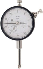 Mitutoyo - 1" Range, 0-100 Dial Reading, 0.001" Graduation Dial Drop Indicator - 2-3/16" Dial, 0.1" Range per Revolution, 0.002" Accuracy, Revolution Counter - Makers Industrial Supply