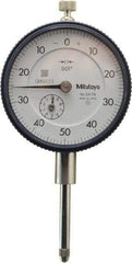 Mitutoyo - 1" Range, 0-50-0 Dial Reading, 0.001" Graduation Dial Drop Indicator - 2-1/4" Dial, 0.1" Range per Revolution, 0.002" Accuracy, Revolution Counter - Makers Industrial Supply