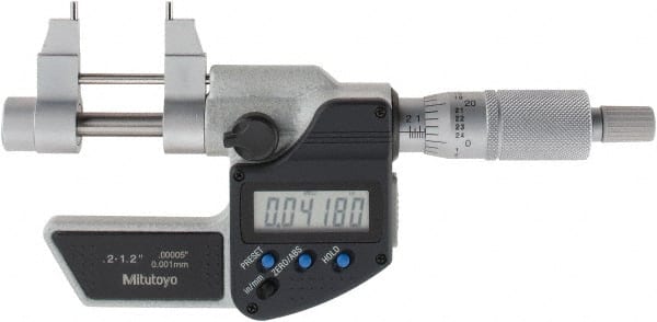 Mitutoyo - 0.2 to 1.2" Range, 0.00005" Resolution, Electronic Inside & Tubular Micrometer - Makers Industrial Supply