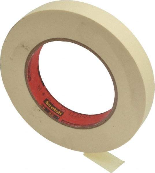 3M - 3/4" Wide x 60 Yd Long Tan Paper Masking Tape - Series 214, 5.8 mil Thick, 27 In/Lb Tensile Strength - Makers Industrial Supply