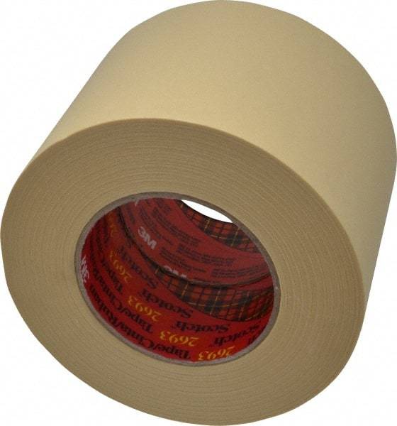 3M - 4" Wide x 60 Yd Long Tan Paper Masking Tape - Series 2693, 7.9 mil Thick, 29 In/Lb Tensile Strength - Makers Industrial Supply