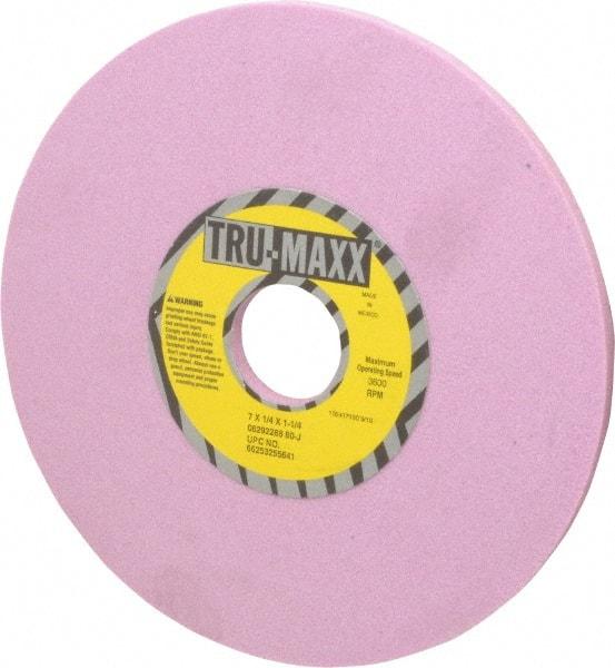 Tru-Maxx - 7" Diam x 1-1/4" Hole x 1/4" Thick, J Hardness, 80 Grit Surface Grinding Wheel - Aluminum Oxide, Type 1, Medium Grade, 3,600 Max RPM, Vitrified Bond, No Recess - Makers Industrial Supply