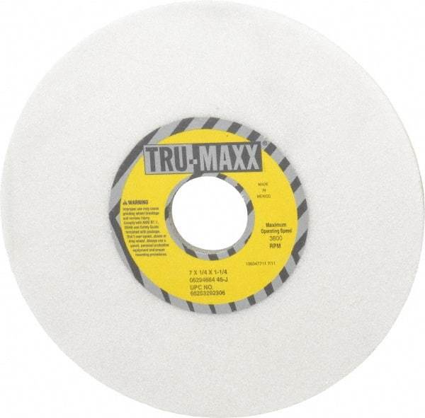 Tru-Maxx - 7" Diam x 1-1/4" Hole x 1/4" Thick, J Hardness, 46 Grit Surface Grinding Wheel - Ceramic, Type 1, Coarse Grade, 3,600 Max RPM, Vitrified Bond, No Recess - Makers Industrial Supply