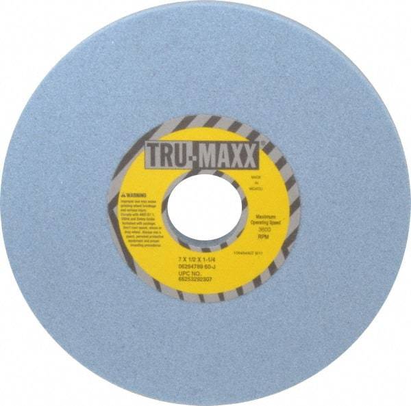 Tru-Maxx - 7" Diam x 1-1/4" Hole x 1/2" Thick, J Hardness, 60 Grit Surface Grinding Wheel - Ceramic, Type 1, Medium Grade, 3,600 Max RPM, Vitrified Bond, No Recess - Makers Industrial Supply