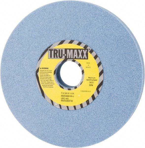 Tru-Maxx - 7" Diam x 1-1/4" Hole x 3/4" Thick, J Hardness, 60 Grit Surface Grinding Wheel - Ceramic, Type 1, Medium Grade, 3,600 Max RPM, Vitrified Bond, No Recess - Makers Industrial Supply