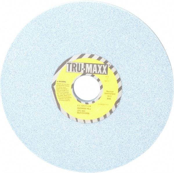 Tru-Maxx - 8" Diam x 1-1/4" Hole x 1/2" Thick, J Hardness, 46 Grit Surface Grinding Wheel - Ceramic, Type 1, Coarse Grade, 3,600 Max RPM, Vitrified Bond, No Recess - Makers Industrial Supply