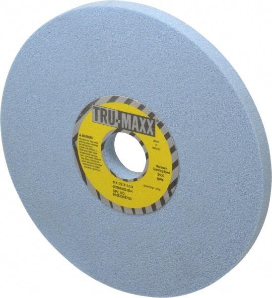 Tru-Maxx - 8" Diam x 1-1/4" Hole x 1/2" Thick, I Hardness, 60 Grit Surface Grinding Wheel - Ceramic, Type 1, Medium Grade, 3,600 Max RPM, Vitrified Bond, No Recess - Makers Industrial Supply