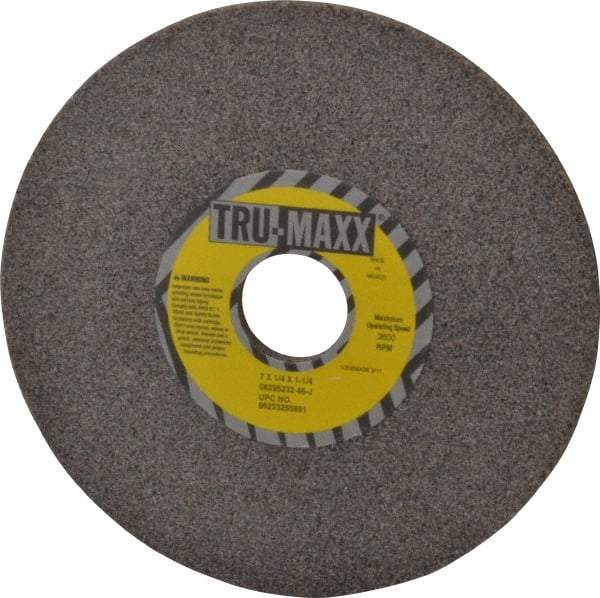 Tru-Maxx - 7" Diam x 1-1/4" Hole x 1/4" Thick, J Hardness, 46 Grit Surface Grinding Wheel - Aluminum Oxide, Type 1, Coarse Grade, 3,600 Max RPM, Vitrified Bond, No Recess - Makers Industrial Supply