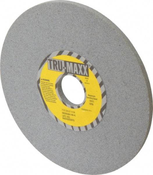 Tru-Maxx - 7" Diam x 1-1/4" Hole x 1/4" Thick, K Hardness, 80 Grit Surface Grinding Wheel - Aluminum Oxide, Type 1, Medium Grade, 3,600 Max RPM, Vitrified Bond, No Recess - Makers Industrial Supply