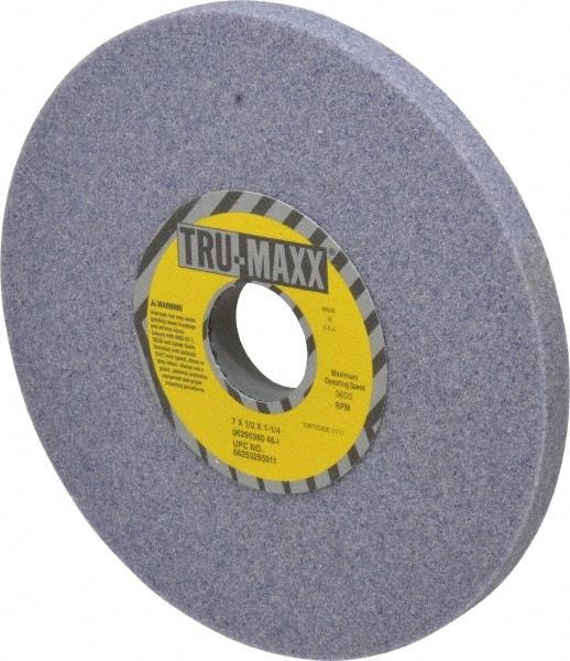 Tru-Maxx - 7" Diam x 1-1/4" Hole x 1/2" Thick, I Hardness, 46 Grit Surface Grinding Wheel - Aluminum Oxide, Type 1, Coarse Grade, 3,600 Max RPM, Vitrified Bond, No Recess - Makers Industrial Supply