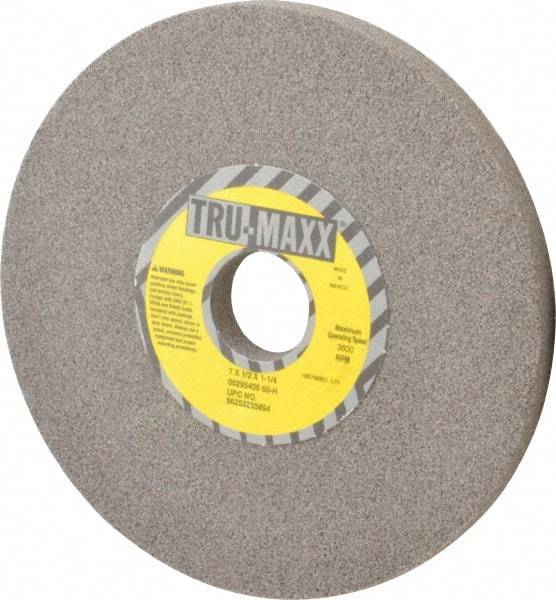 Tru-Maxx - 7" Diam x 1-1/4" Hole x 1/2" Thick, H Hardness, 60 Grit Surface Grinding Wheel - Aluminum Oxide, Type 1, Medium Grade, 3,600 Max RPM, Vitrified Bond, No Recess - Makers Industrial Supply