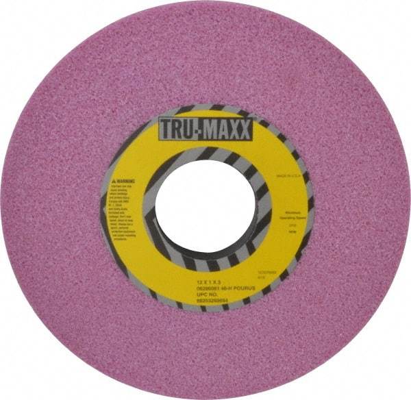 Tru-Maxx - 12" Diam x 3" Hole x 1" Thick, H Hardness, 46 Grit Surface Grinding Wheel - Aluminum Oxide, Type 1, Coarse Grade, 2,705 Max RPM, Vitrified Bond, No Recess - Makers Industrial Supply