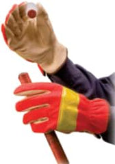 PRO-SAFE - Size S (7) Grain Pigskin General Protection Work Gloves - For General Purpose, Uncoated, Slip-On Cuff, Full Fingered, Orange, Paired - Makers Industrial Supply