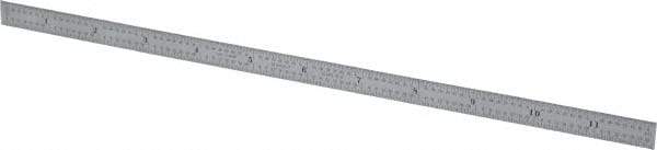 Starrett - 12" Long, 1/64, 1/32, 1/16, 1/8" Graduation, Flexible Steel Rule - 4R Graduation Style, 1/2" Wide, Silver, Satin Chrome Finish - Makers Industrial Supply