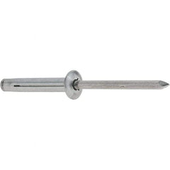 RivetKing - Size 0640 Dome Head Aluminum Tri Folding Blind Rivet - Aluminum Mandrel, 0.157" to 5/8" Grip, 0.386" Head Diam, 0.196" to 0.209" Hole Diam, 1.2" Length Under Head, 3/16" Body Diam - Makers Industrial Supply