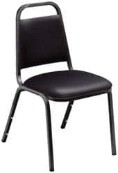 NPS - Vinyl Black Stacking Chair - Black Frame, 17-1/4 Inch Wide x 20 Inch Deep x 33 Inch High - Makers Industrial Supply