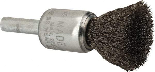 Anderson - 1/2" Brush Diam, Crimped, End Brush - 1/4" Diam Shank, 25,000 Max RPM - Makers Industrial Supply