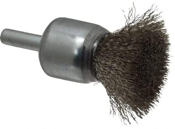 Anderson - 3/4" Brush Diam, Crimped, End Brush - 1/4" Diam Shank, 22,000 Max RPM - Makers Industrial Supply