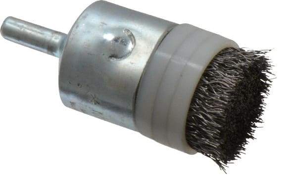 Anderson - 1" Brush Diam, Crimped, Flared End Brush - 1/4" Diam Shank, 10,000 Max RPM - Makers Industrial Supply