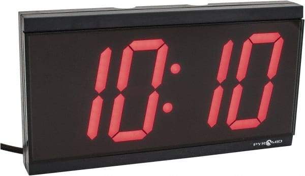 PTI - 4 Inch Diameter, White Face, Digital Wall Clock - LED Display, Black Case, Runs on 115 VAC - Makers Industrial Supply