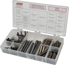 Made in USA - 300 Piece, 1/16 to 3/8" Pin Diam, Spring Pin Assortment - Steel - Makers Industrial Supply