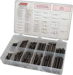 Made in USA - 500 Piece, 1/16 to 7/16" Pin Diam, Spring Pin Assortment - Steel - Makers Industrial Supply