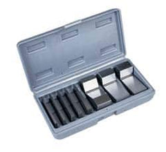 Value Collection - 1 to 30° Angle, 3 Inch Long, Angle Block Set - 45-50 HRC Hardness, Includes 5 Angle Plates 1-5, 3 V-Blocks 10, 15 and 30; 8 Pieces - Makers Industrial Supply