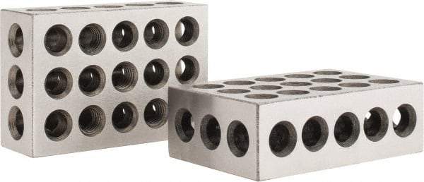 Value Collection - 0.0003 Squareness Per Inch, Hardened Steel, 1-2-3 Block with 23 Hole Setup Block - 0.0001 to 0.0007 Inch Overall Tolerance, 3/8 - 16 Inch Tapped Hole Size, 56-60 HRC Hardness, Sold As Matched Pair - Makers Industrial Supply