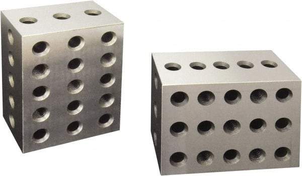 Value Collection - 0.0003 Squareness Per Inch, Hardened Steel, 2-3-4 Block with 23 Hole Setup Block - 0.0001 to 0.0007 Inch Overall Tolerance, 3/8 - 16 Inch Tapped Hole Size, 56-60 HRC Hardness, Sold As Matched Pair - Makers Industrial Supply