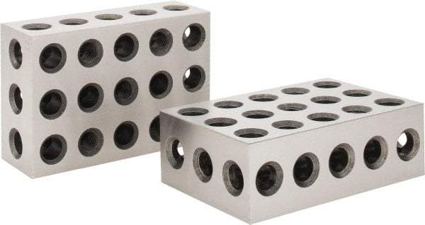 Value Collection - 0.0003 Squareness Per Inch, Hardened Steel, 2-4-6 Block with 23 Hole Setup Block - 0.0001 to 0.0007 Inch Overall Tolerance, 5/8-11 Inch Tapped Hole Size, 56-60 HRC Hardness, Sold As Matched Pair - Makers Industrial Supply