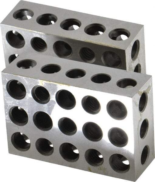 Suburban Tool - 0.0001 Squareness Per Inch, Hardened Steel, 1-2-3 Block with 23 Hole Setup Block - 3/8 - 16 Inch Tapped Hole Size, Sold As Matched Pair - Makers Industrial Supply