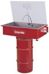 Graymills - Drum Mount Solvent-Based Parts Washer - 20 Gal Max Operating Capacity, Steel Tank, 67-1/8" High x 36" Long x 20" Wide, 115 Input Volts - Makers Industrial Supply