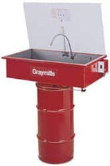 Graymills - Drum Mount Solvent-Based Parts Washer - 10 Gal Max Operating Capacity, Steel Tank, 65" High x 32" Long x 18" Wide, 115 Input Volts - Makers Industrial Supply