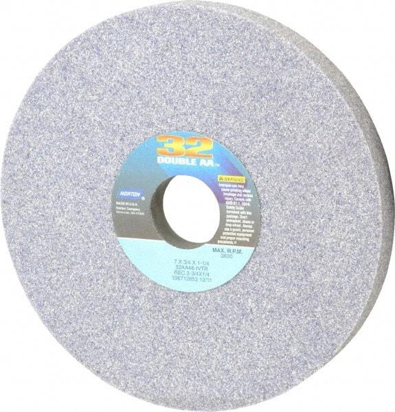 Norton - 7" Diam x 1-1/4" Hole x 3/4" Thick, I Hardness, 46 Grit Surface Grinding Wheel - Aluminum Oxide, Type 1, Coarse Grade, 3,600 Max RPM, Vitrified Bond, One Side Recess - Makers Industrial Supply