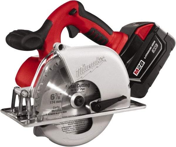 Milwaukee Tool - 28 Volt, 6-7/8" Blade, Cordless Circular Saw - 3,200 RPM, 2 Lithium-Ion Batteries Included - Makers Industrial Supply