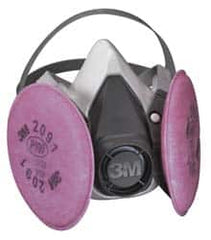 3M - Size S, P100 NIOSH Filter Rating, Thermoplastic Elastomer, Half Mask Facepiece Respirator Assembly - Protection from Oil and Non-Oil Based Particles, 4 Point Suspension - Makers Industrial Supply