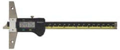 Mitutoyo - 0" to 8" Stainless Steel Electronic Depth Gage - 0.03mm Accuracy, 0.01mm Resolution, 4" Base Length - Makers Industrial Supply