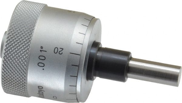 Mitutoyo - 1/2 Inch, 1.14 Inch Thimble, 6.35mm Diameter x 0.6102 Inch Long Spindle, Mechanical Micrometer Head - Makers Industrial Supply